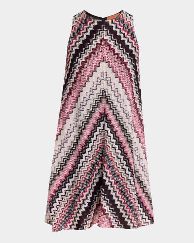 Chevron Sleeveless Mini Shift Dress